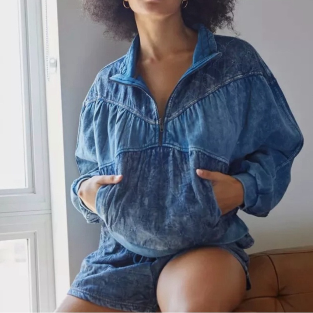 Out From Under by Urban Outfitters Blue Denim Pullover size Small Petite